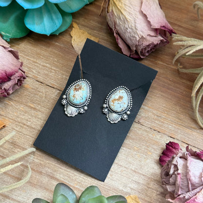 30 - Sterling Silver Dry Creek Turquoise Stud Earrings by Shay Pfeiffer