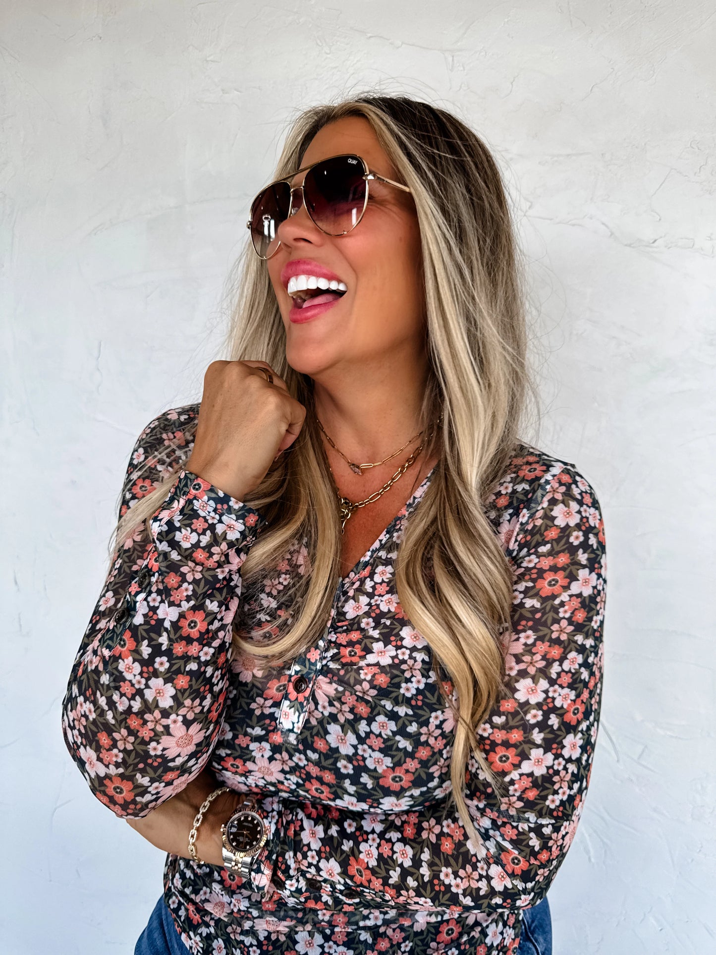 Floral Fontana Mesh Top