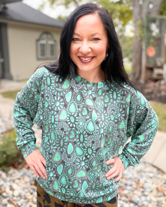 Turquoise Cluster Queen Top