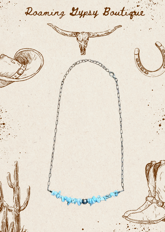 16” Larimar Chip Necklace – Sterling Silver & Paperclip Chain
