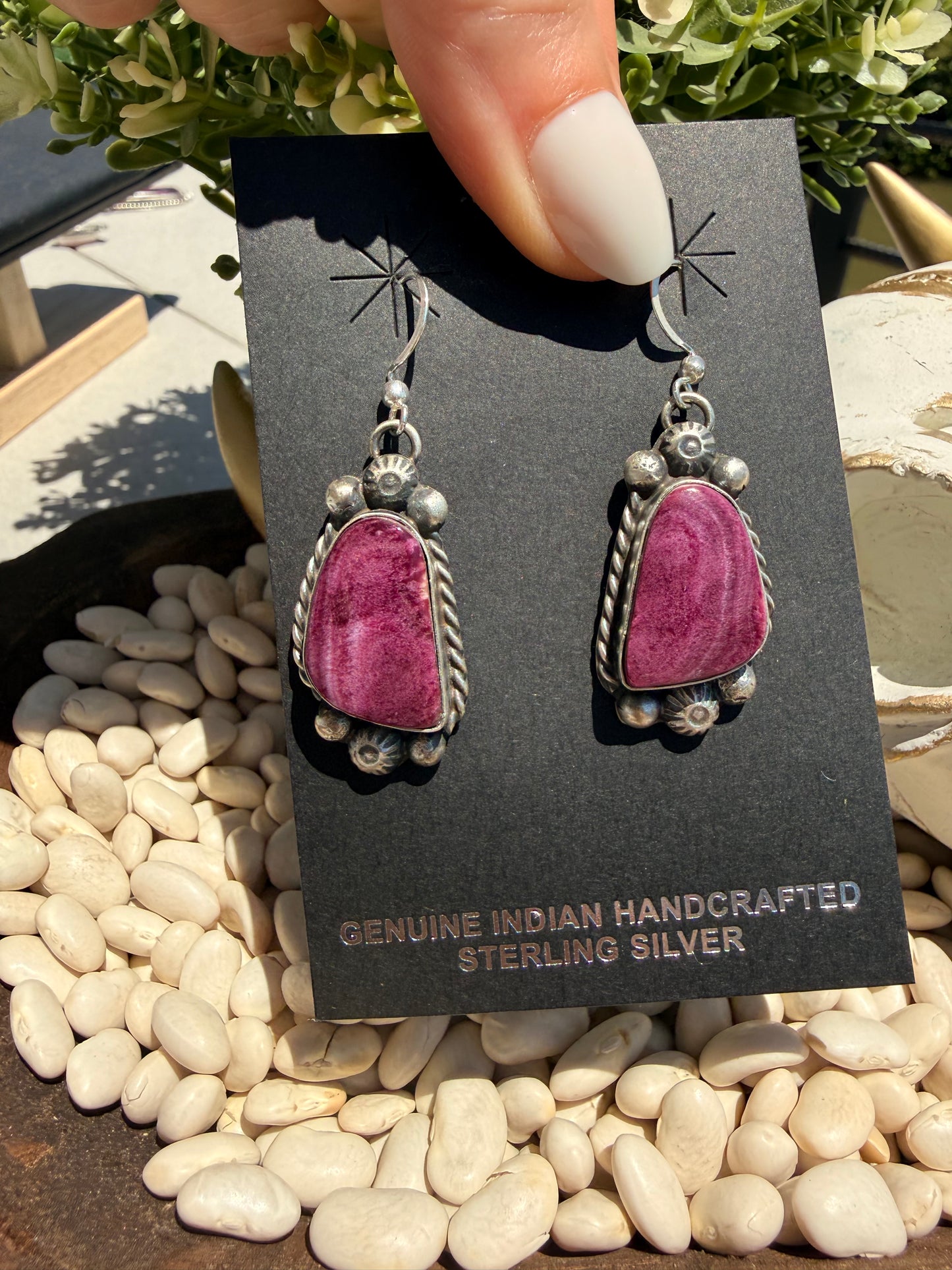 Augustine Large - Purple Spiny Oyster Dangle Earrings