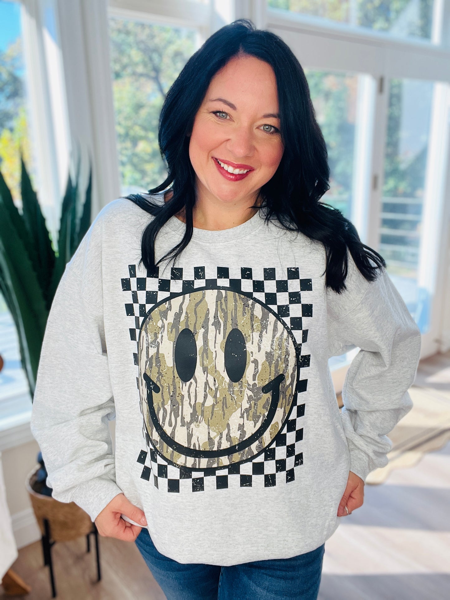 Camo Smiley Crewneck