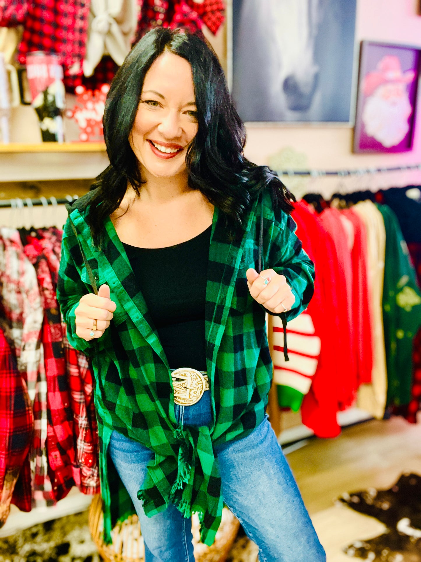 Gypsy Fresh Plaid Hooded Shacket