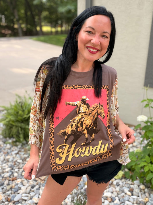Howdy Western Cowboy Kantha Style Top