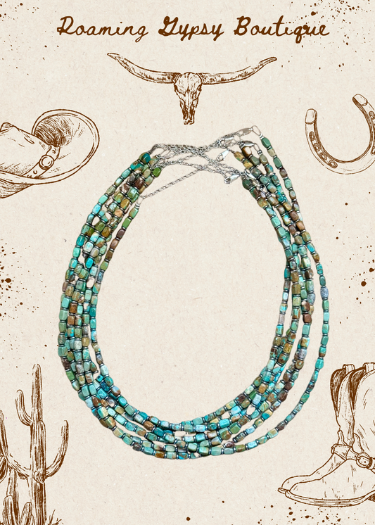 Tube Turquoise & Hematite Necklace – 18"