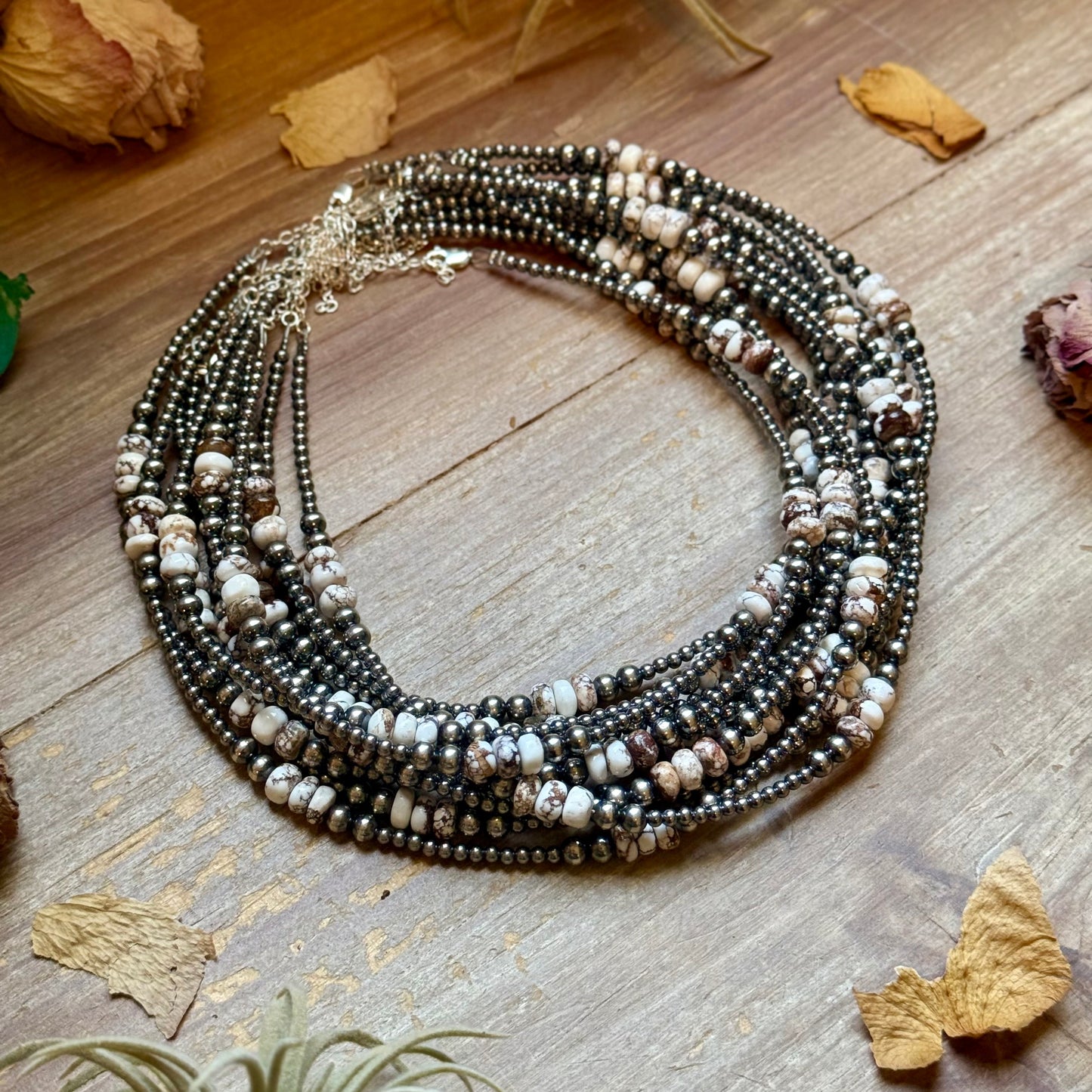 Wild Horse & Sterling Silver Pearl Necklace