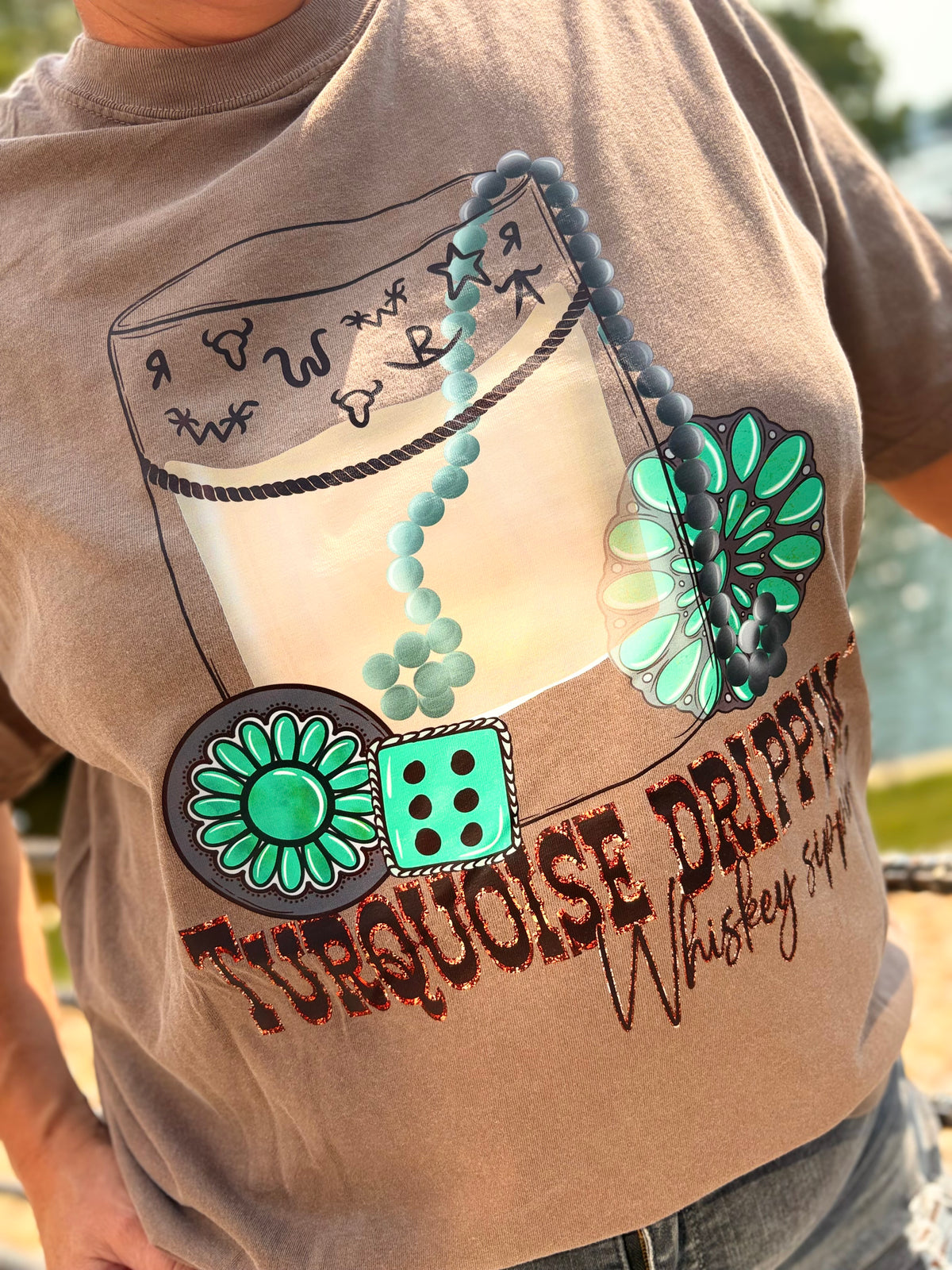 Whiskey Sippin Turquoise Tee