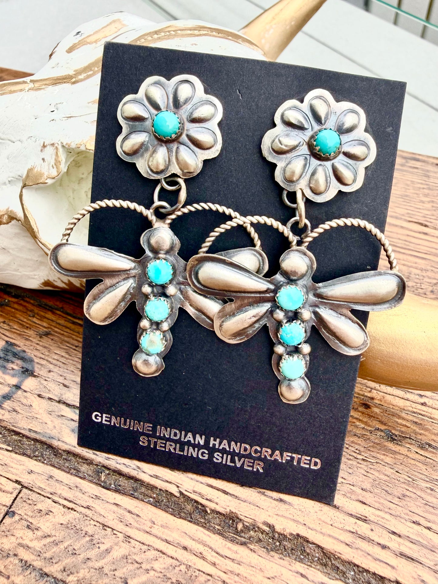 Gabriele Yazzie - Dragonfly Turquoise Earrings