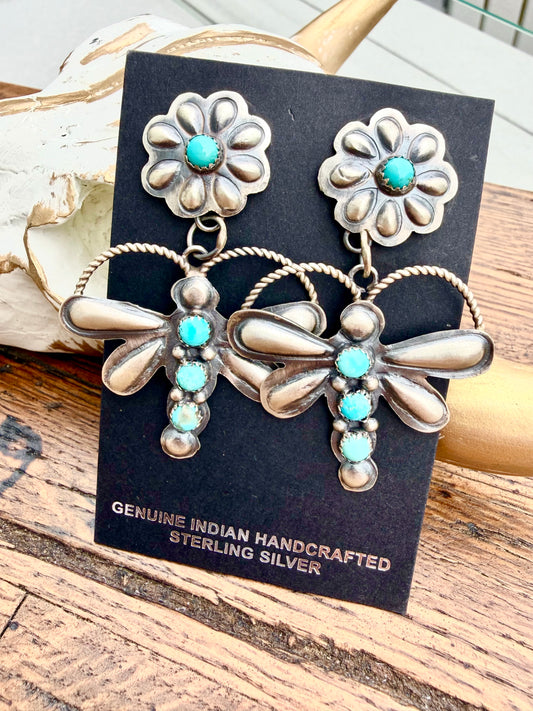Gabriele Yazzie - Dragonfly Turquoise Earrings