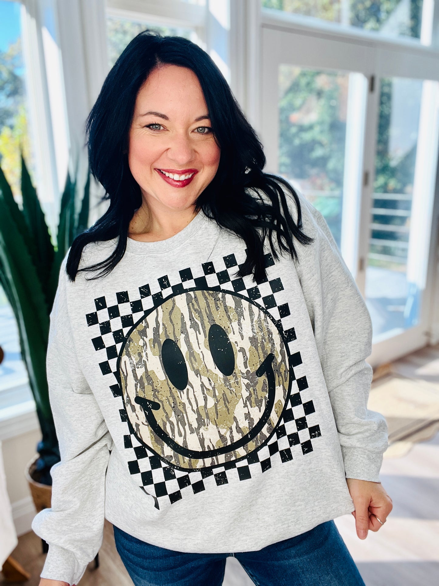 Camo Smiley Crewneck