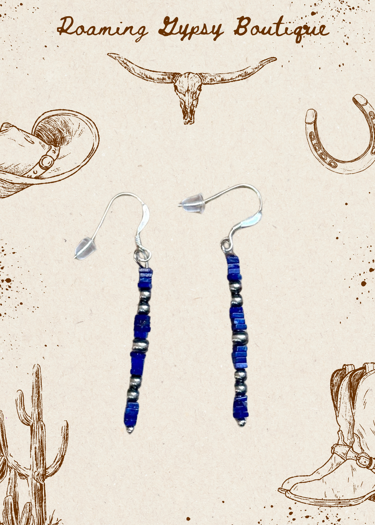 Blue Lapis Cube Dangle Earrings
