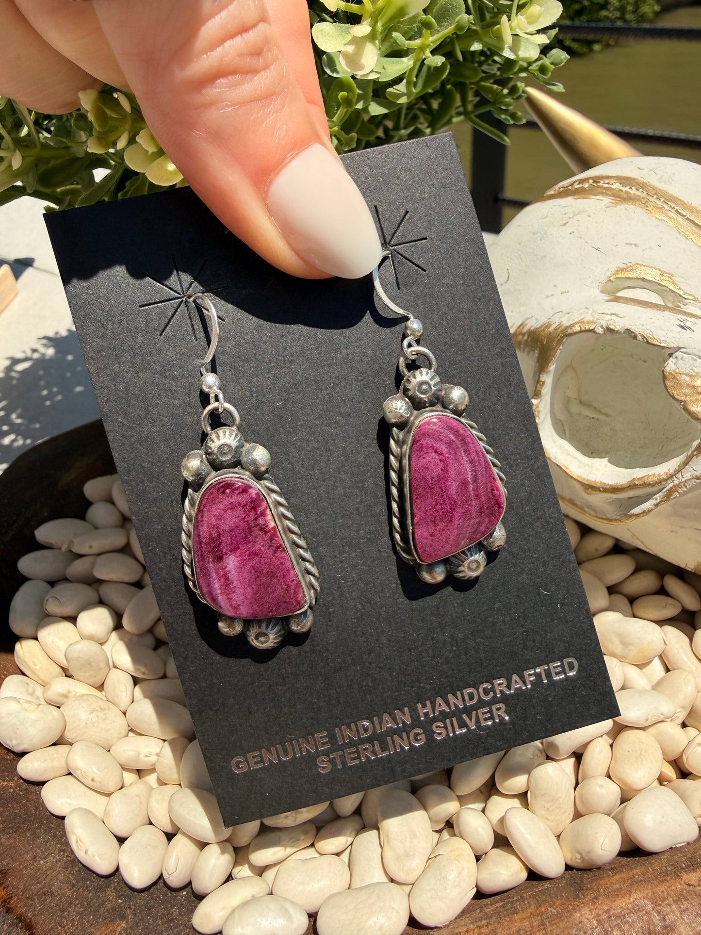 Augustine Large - Purple Spiny Oyster Dangle Earrings