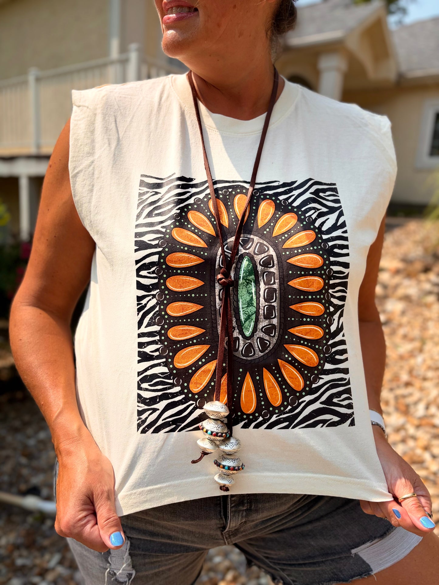 Zebra Turquoise Muscle Tee