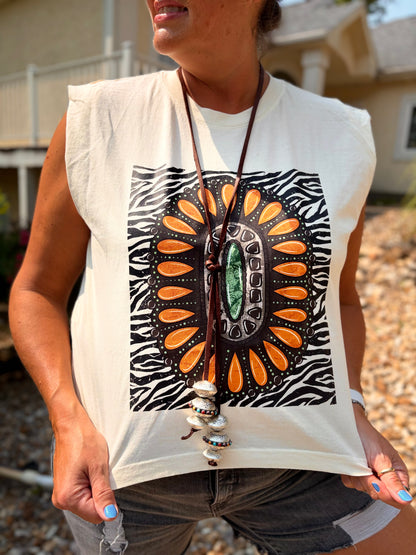 Zebra Turquoise Muscle Tee