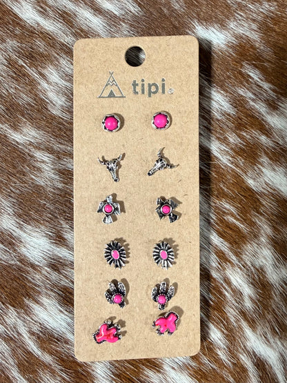 6 Pc. Western Earring Sets
