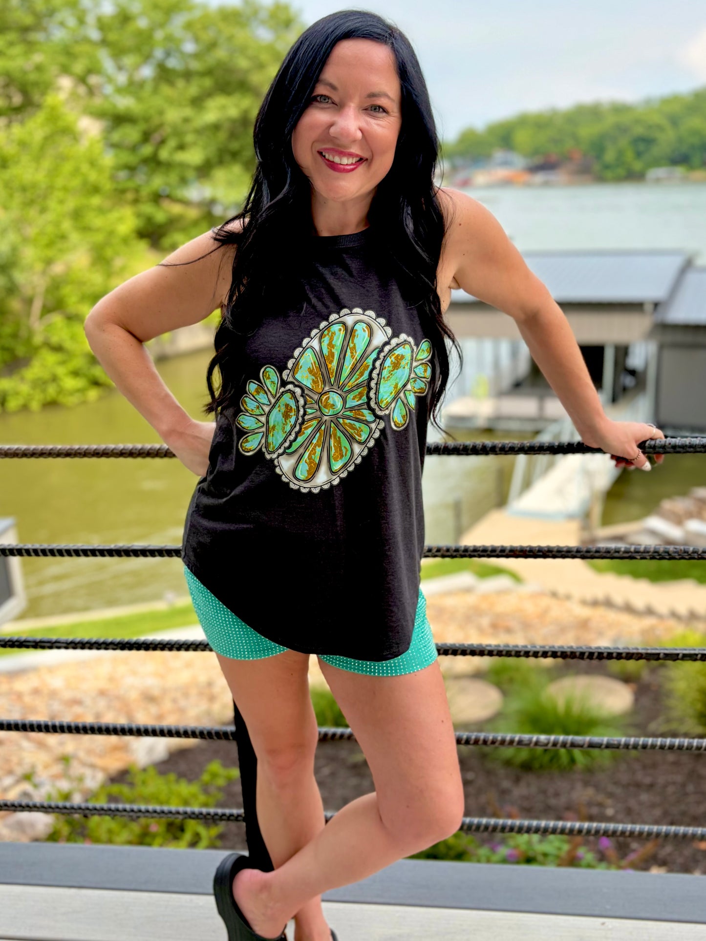 Turquoise Drop Tank Top