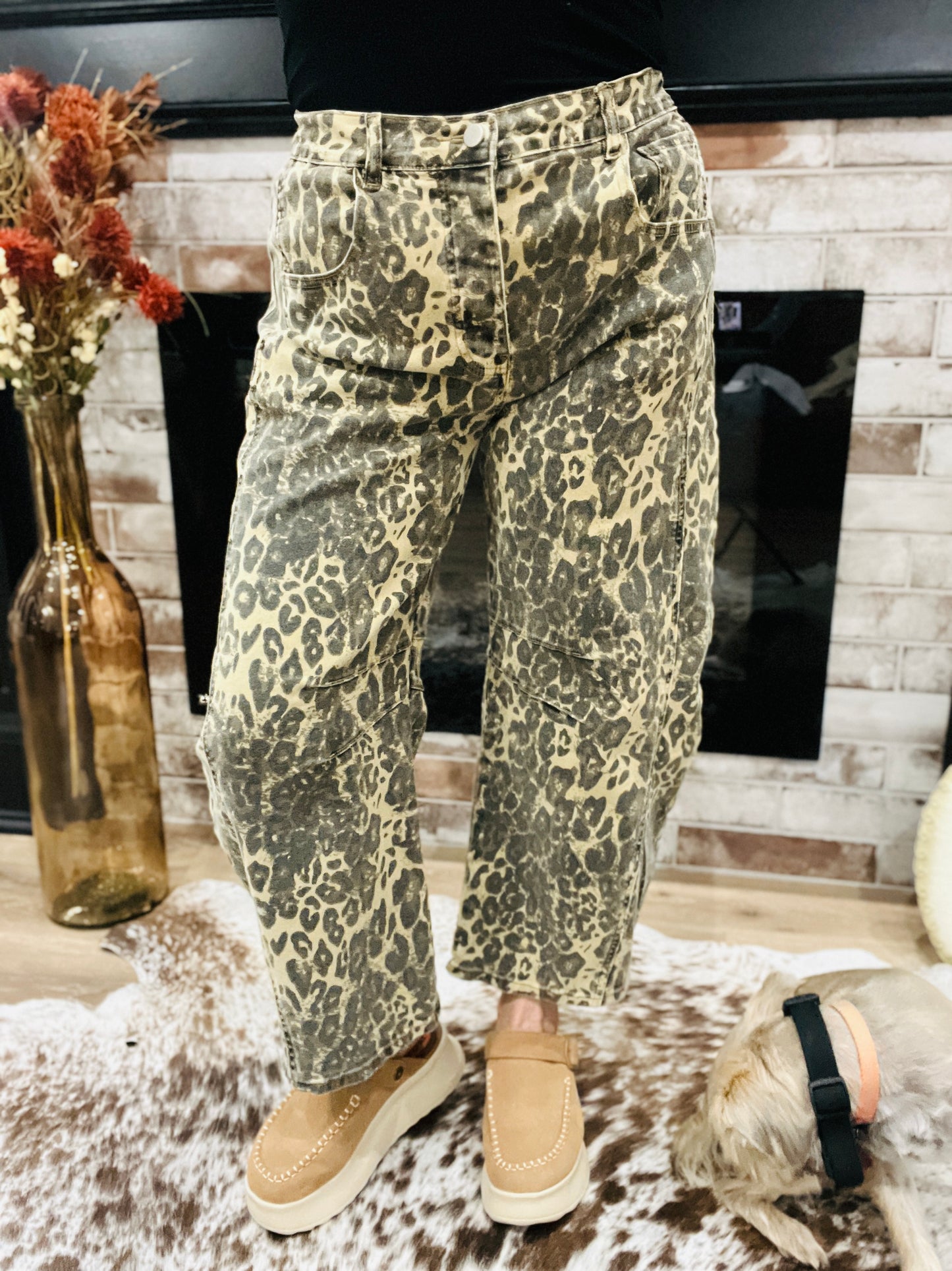 Luxe Leopard Barrel Jean