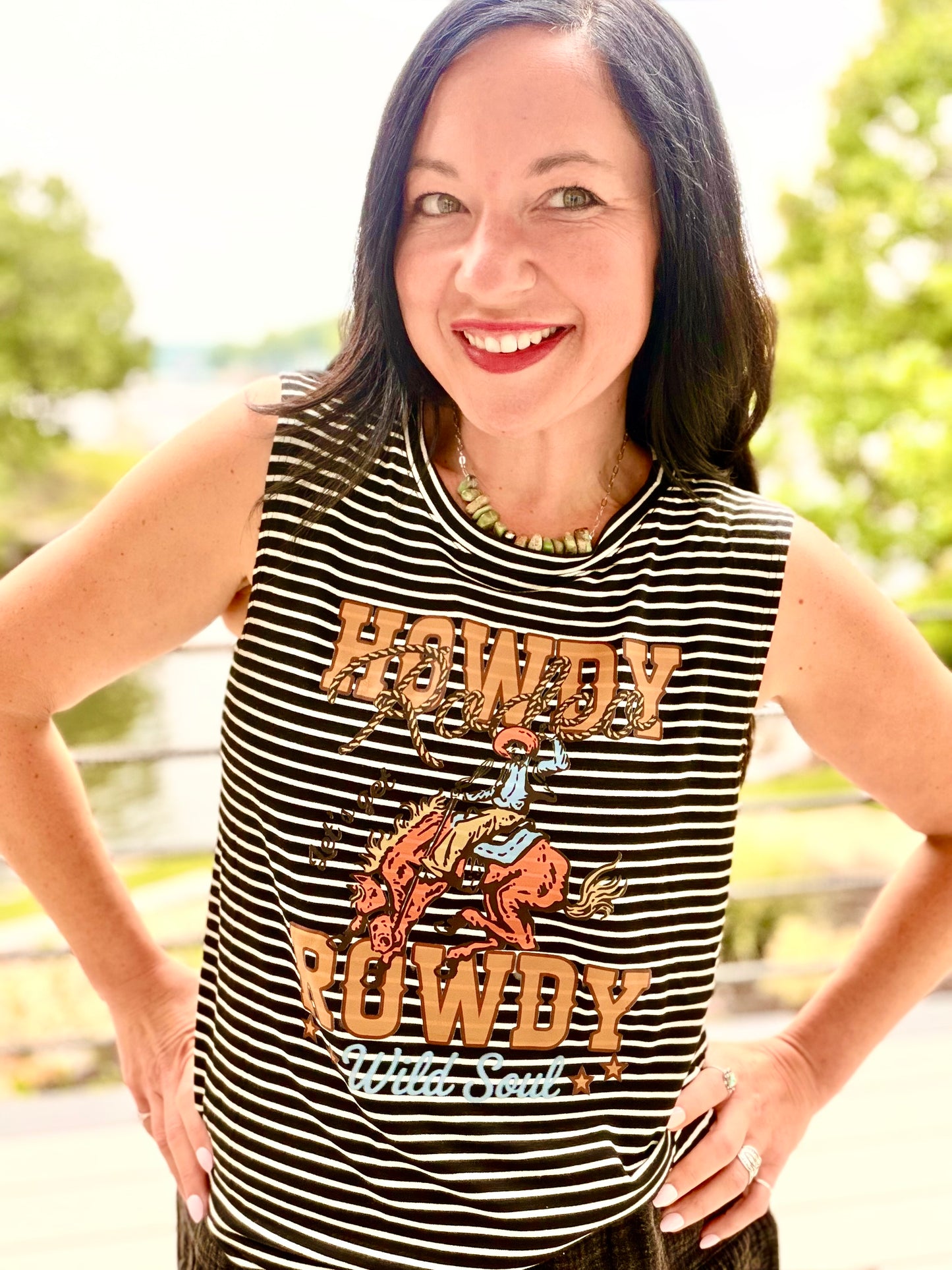 Howdy Rowdy Striped Tank Top