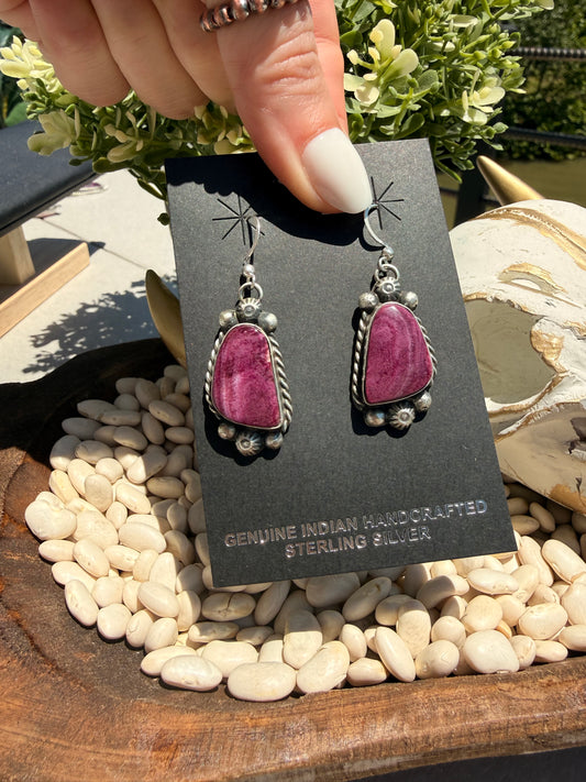 Augustine Large - Purple Spiny Oyster Dangle Earrings
