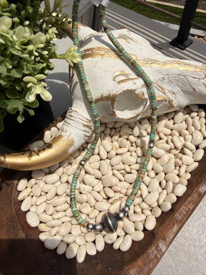 Native - 18" Turquoise + Sterling Pearl Necklace