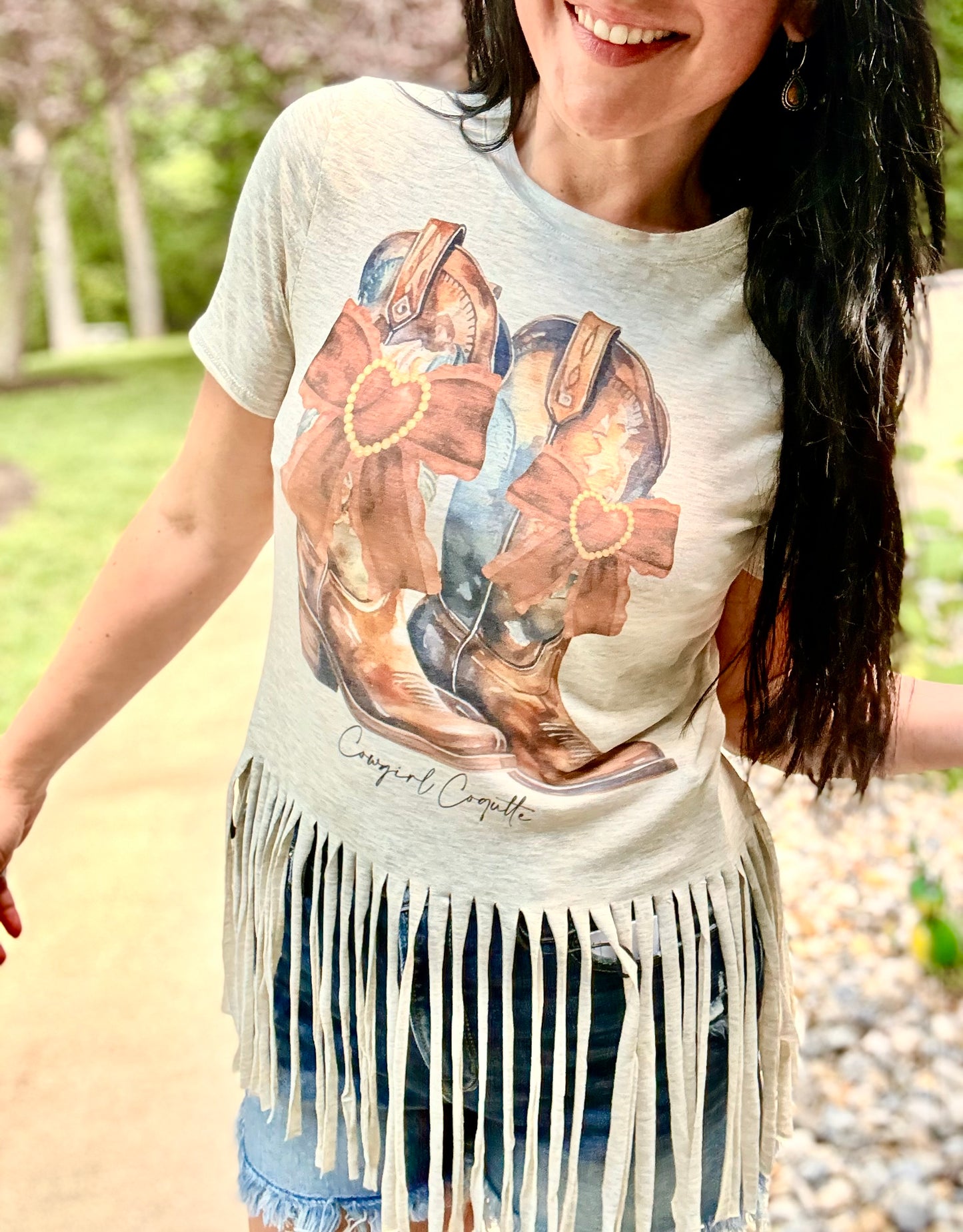 Boots & Bling Fringe Tee