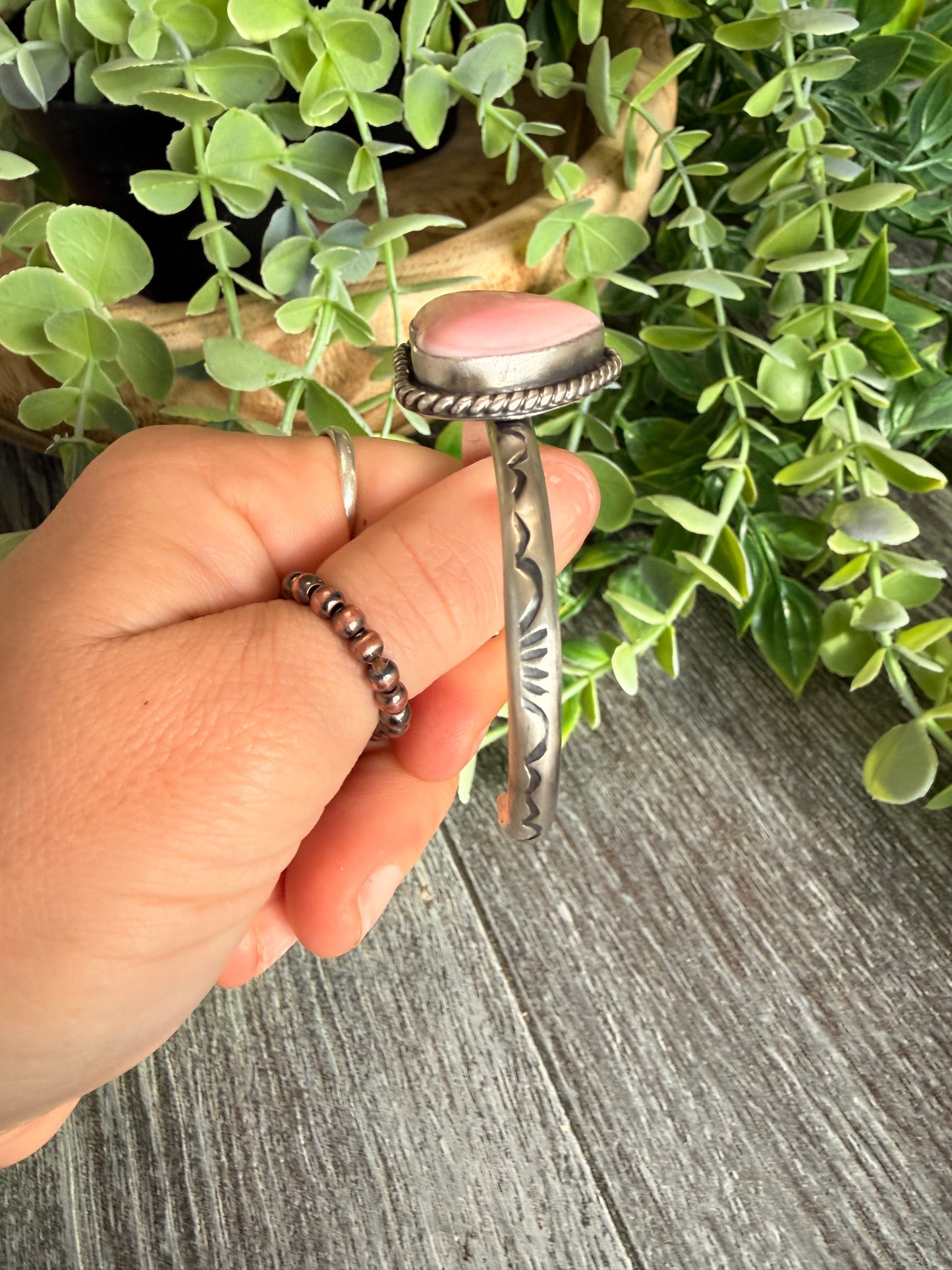 Donovan Skeets ~ Pink Conch Heart Cuff Bracelet