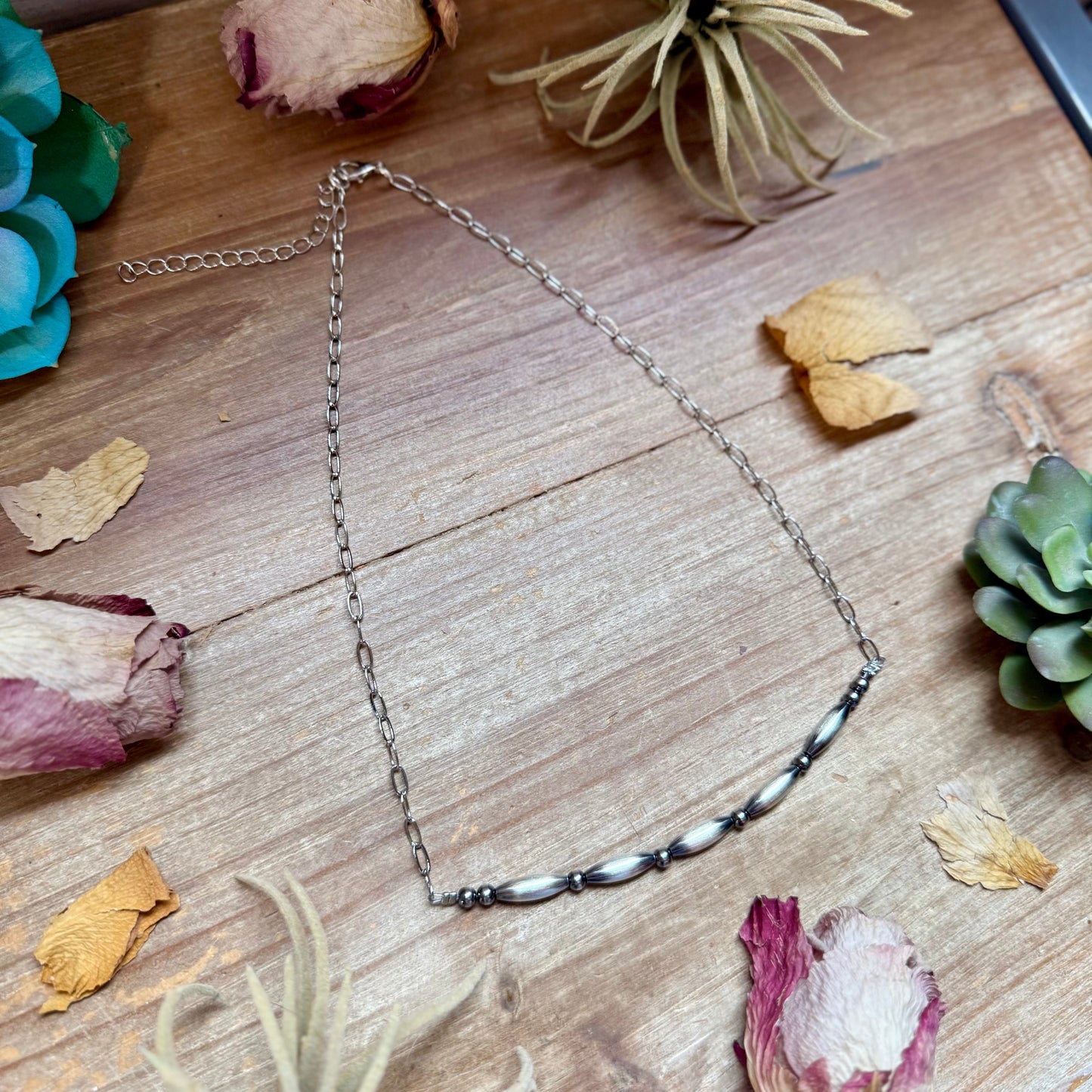 Sterling Silver Pearl & Torpedo Paperclip Necklace