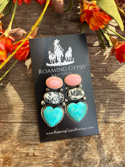 Heartbreaker 3 Stone Earrings