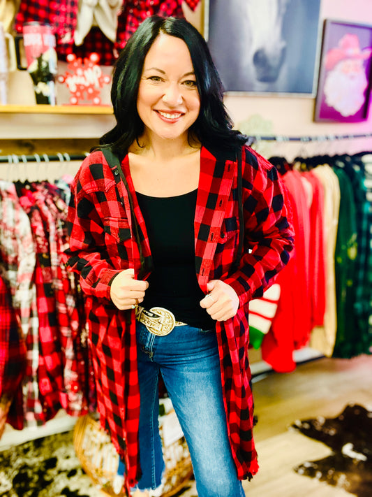 Gypsy Fresh Plaid Hooded Shacket