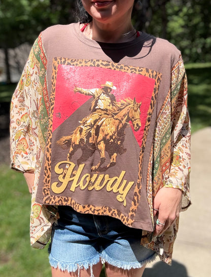 Howdy Western Cowboy Kantha Style Top