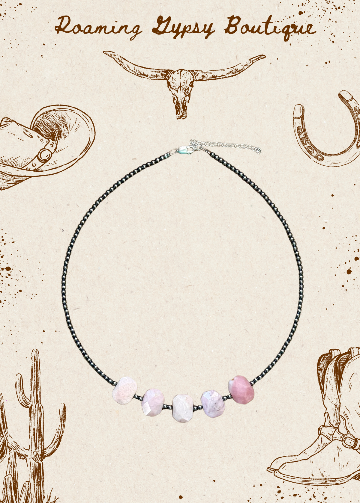 Pink Opal & 3mm Sterling Silver Pearl Necklace