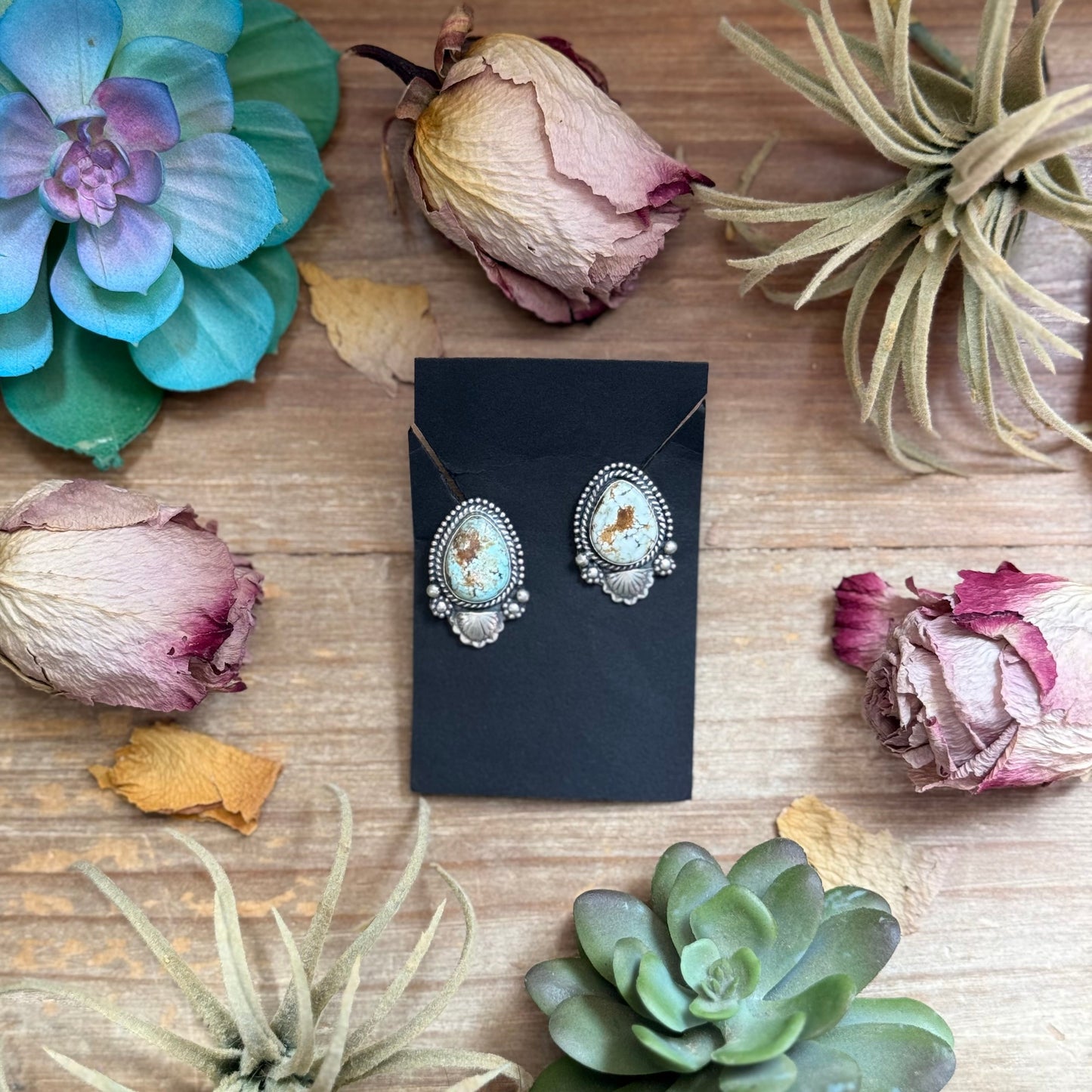 30 - Sterling Silver Dry Creek Turquoise Stud Earrings by Shay Pfeiffer