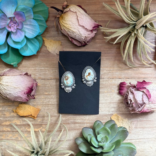 30 - Sterling Silver Dry Creek Turquoise Stud Earrings by Shay Pfeiffer