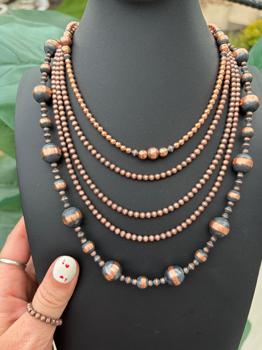 Copper desert pearl bead western necklaces | copper navajo pearls