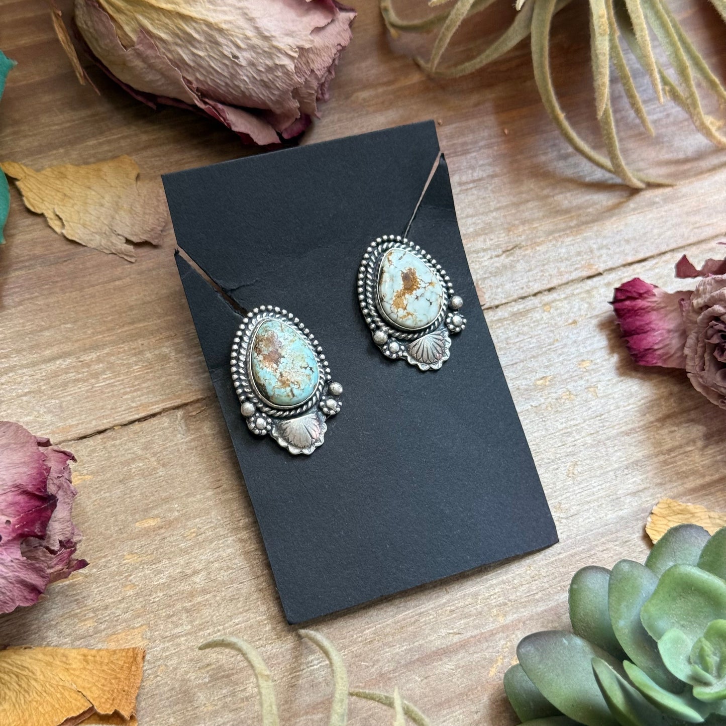 30 - Sterling Silver Dry Creek Turquoise Stud Earrings by Shay Pfeiffer