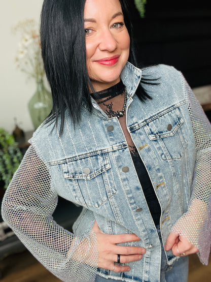 Rhinestone Gypsy Groove Jacket - Denim