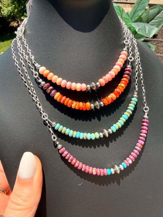 Thompson - Graduated Bead & Gem Necklaces