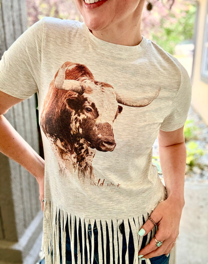 Ole Sam Longhorn Fringe Tee
