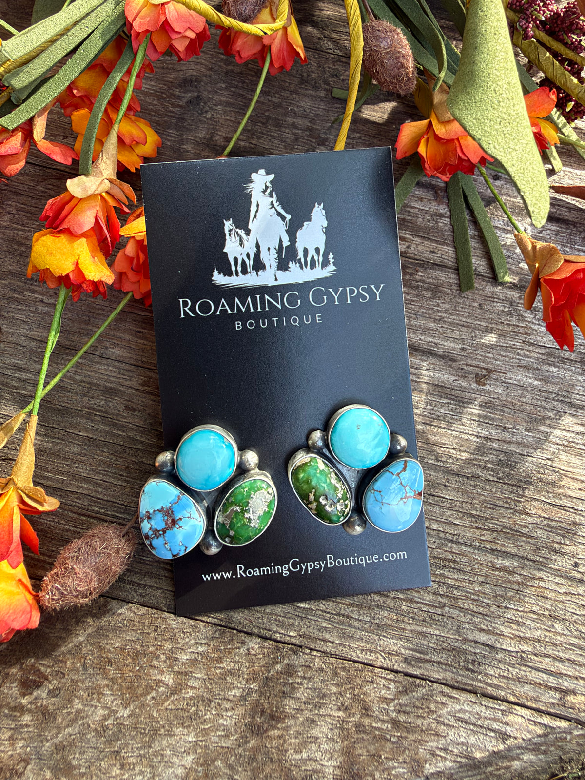 3 Stone Cluster Earrings