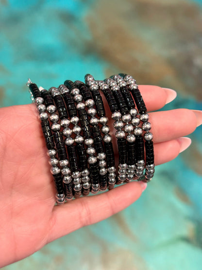 Black Onyx & Sterling Silver Bracelet – 6 1/4"  – 5mm