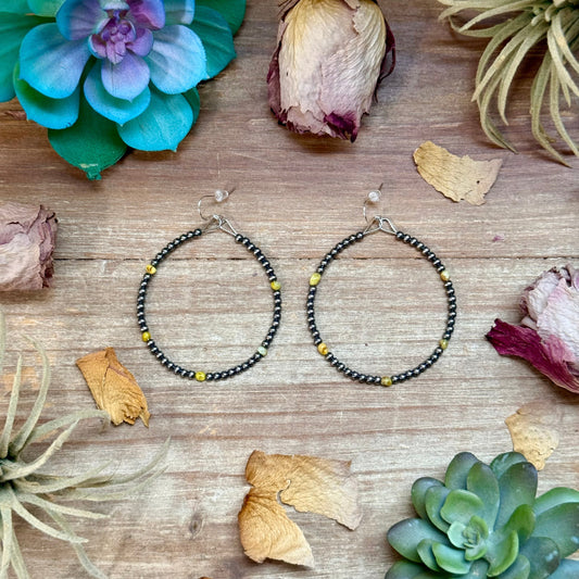 Palomino Turquoise Nugget Sterling Silver Hoop Earrings