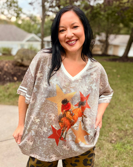 Camo VARSITY RODEO Jersey Tee