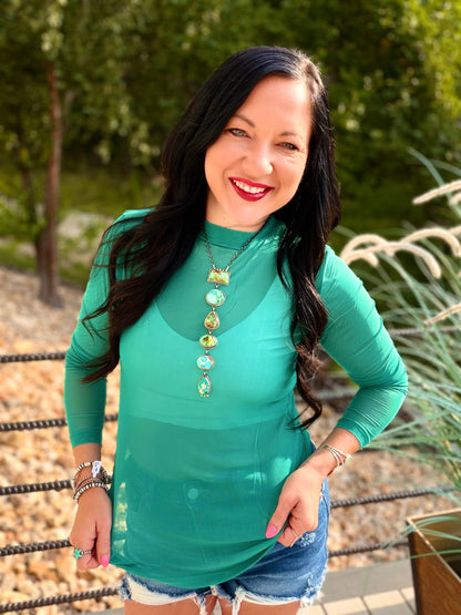 Meshed Out in Turquoise Top