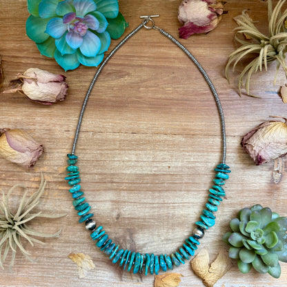 26 inch Graduated Blue Turquoise Statement Necklace