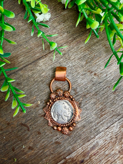 Copper Buffalo Nickel Pendant
