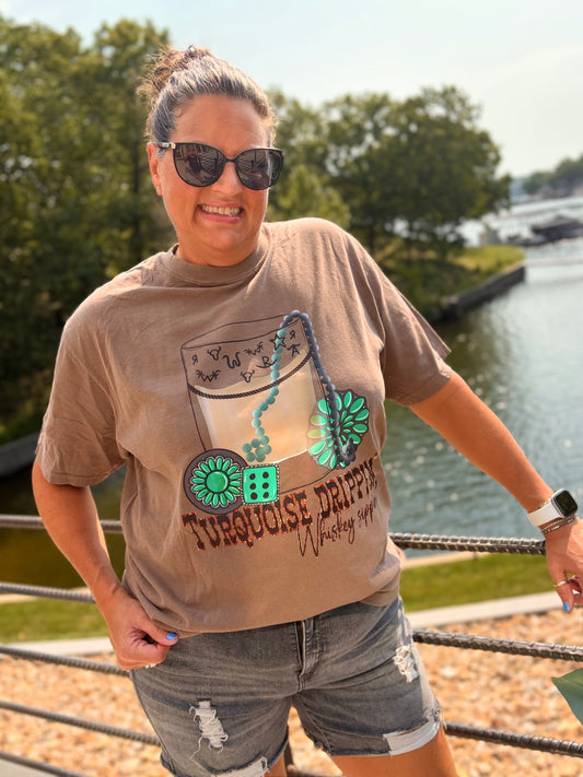 Whiskey Sippin Turquoise Tee