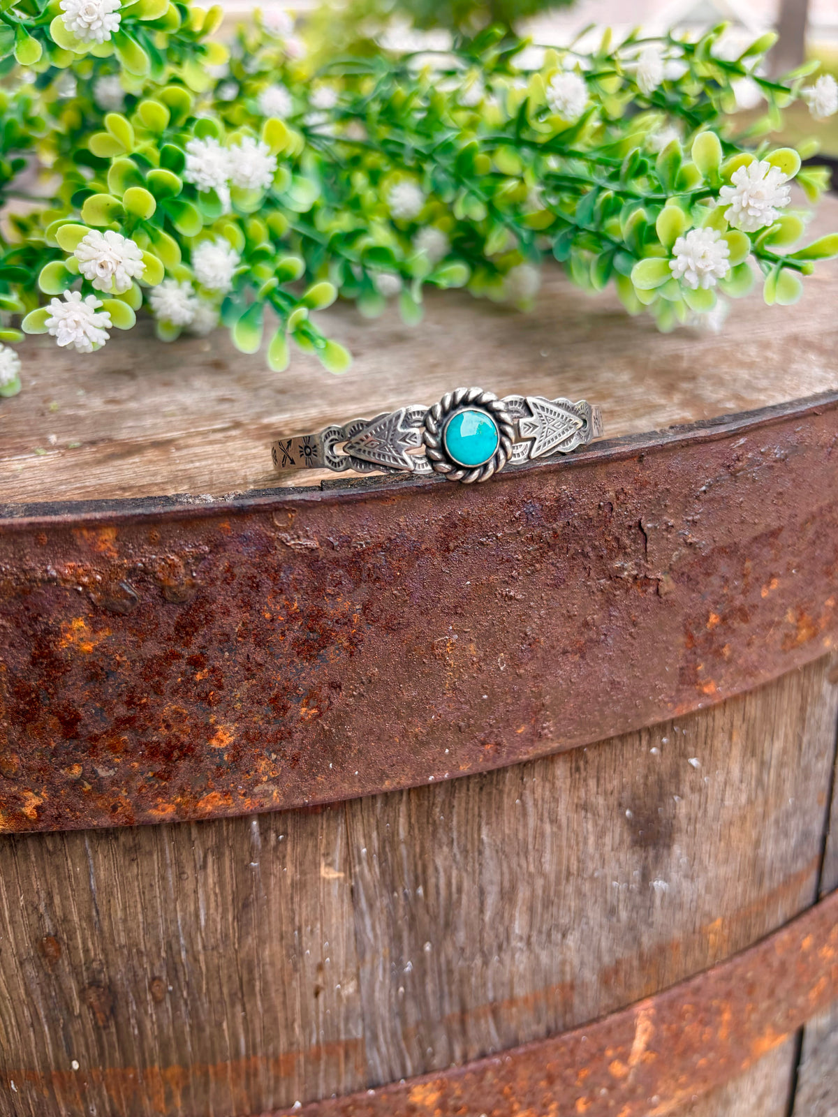 Fred Harvey Era Turquoise Arrowhead Cuff Bracelet