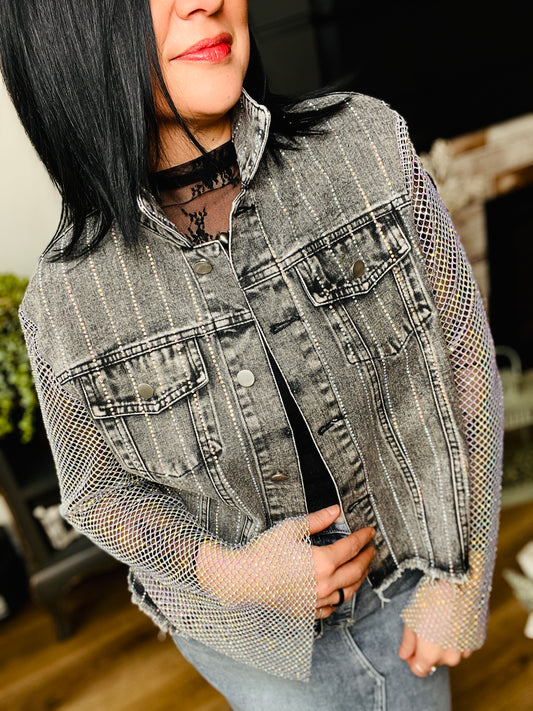 Gypsy Groove Rhinestone Jacket - Slate