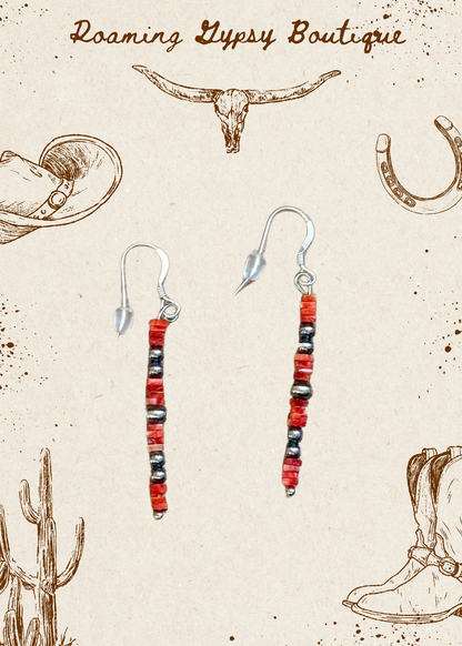 Red Spiny Oyster Cube Dangle Earrings
