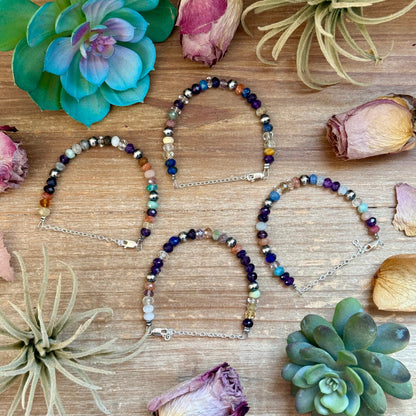 6.25” Mixed Gemstone Bracelet – 6mm Sterling Silver Pearls